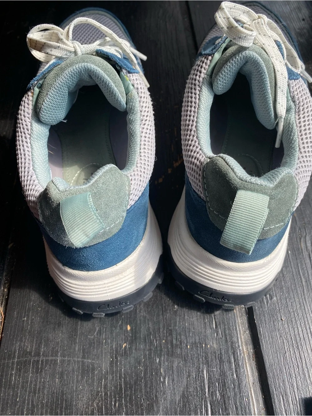 Clarks Men’s Blue and Light Gray Suede Mesh Sneakers